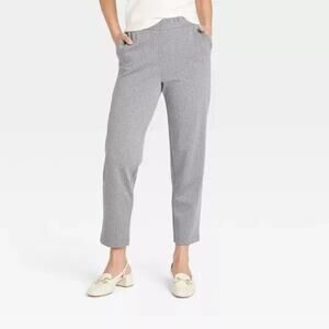 A New Day Women's High‎ Rise Tapered Ankle Knit Pull On Pants Gray Pinstripe XS